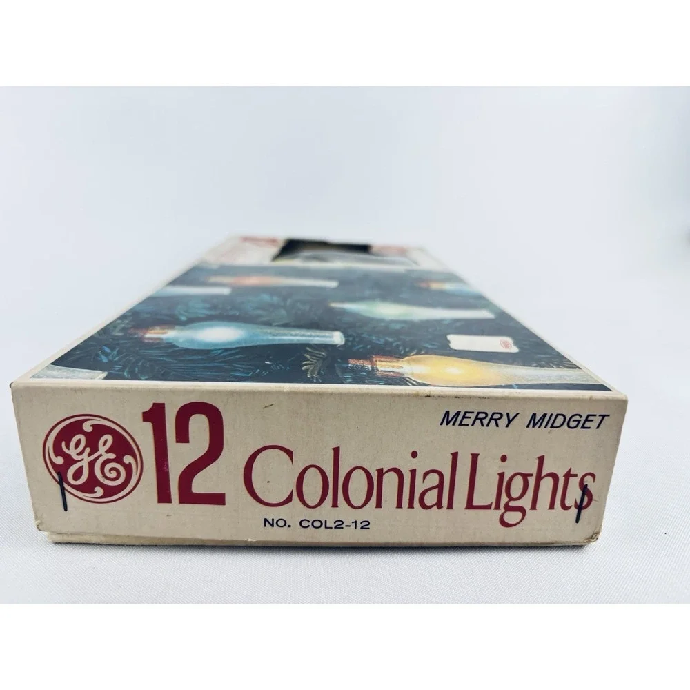 Vintage GE Christmas Merry Midget 12 Colonial String Lights Lanterns Multi Color
